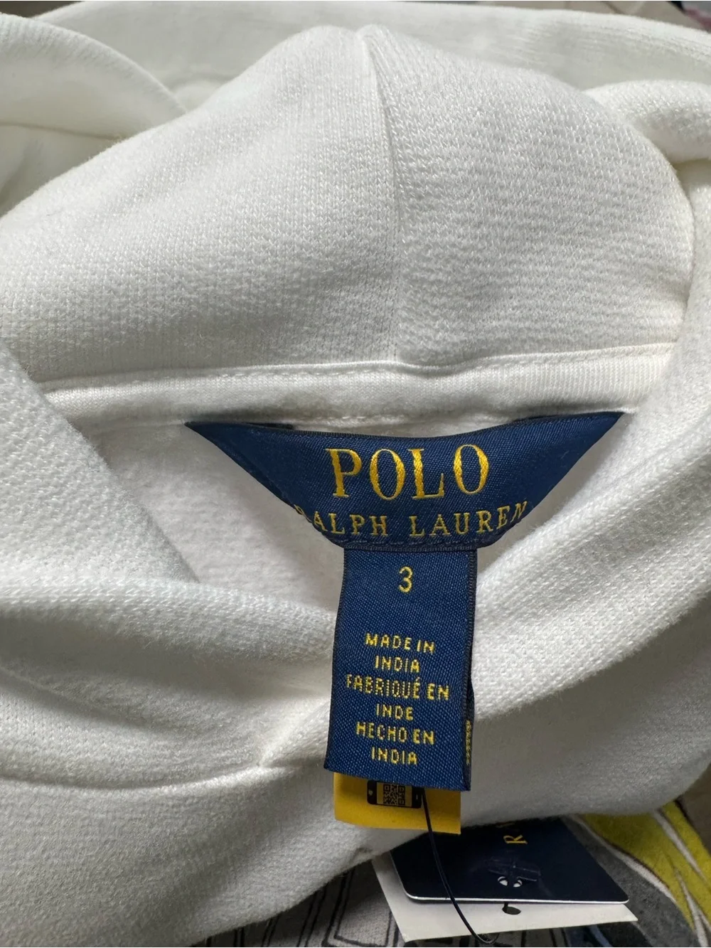 Ralph Lauren White Kids Hoodie with Embroidered Polo Player